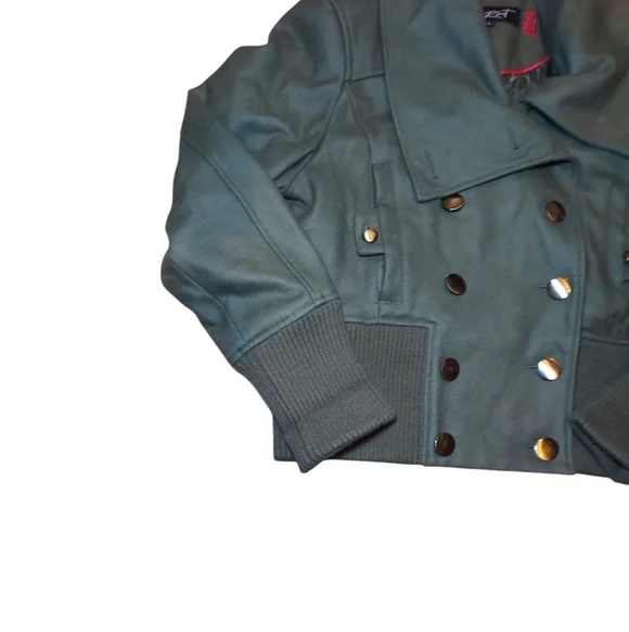 Black Rivet Wool Blend Aviator Style Jacket - Picture 4 of 10